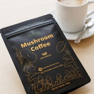 TEATREE Mushroom Coffee Powder – 10 Superfood Blend, Low Caffeine, 100g 3.53 oz